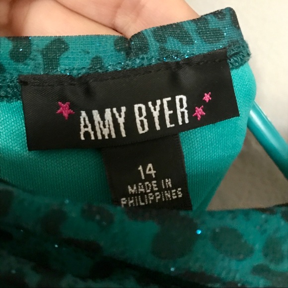 🆕Amy Byer Cheetah Sparkle Party Dress Blue/ Green - Picture 5 of 5